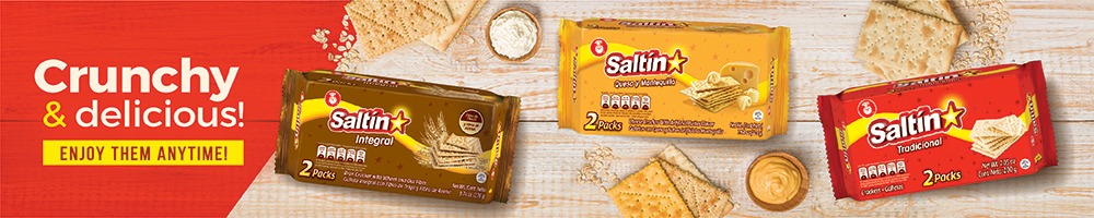 Banner- Saltin 3 Packs- crunchy & delicious! enjoy them anytime