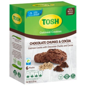 TOSH CHOCOLATE OATMEAL oatmeal cookie with chocolate chunks and cocoa 6 packs