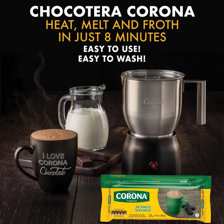 Chocotera Corona, heat, melt and froth in just 8 minutes easy to use! easy to wash!