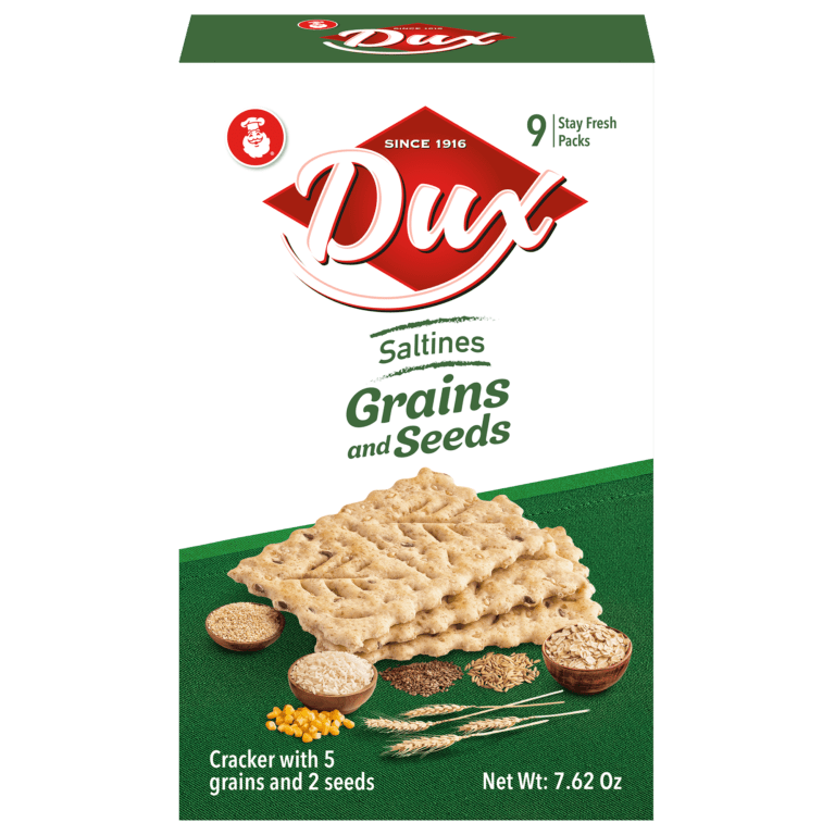 DUX SALTINES GRAINS AND SEEDS- 9 STAY FRESH PACKS