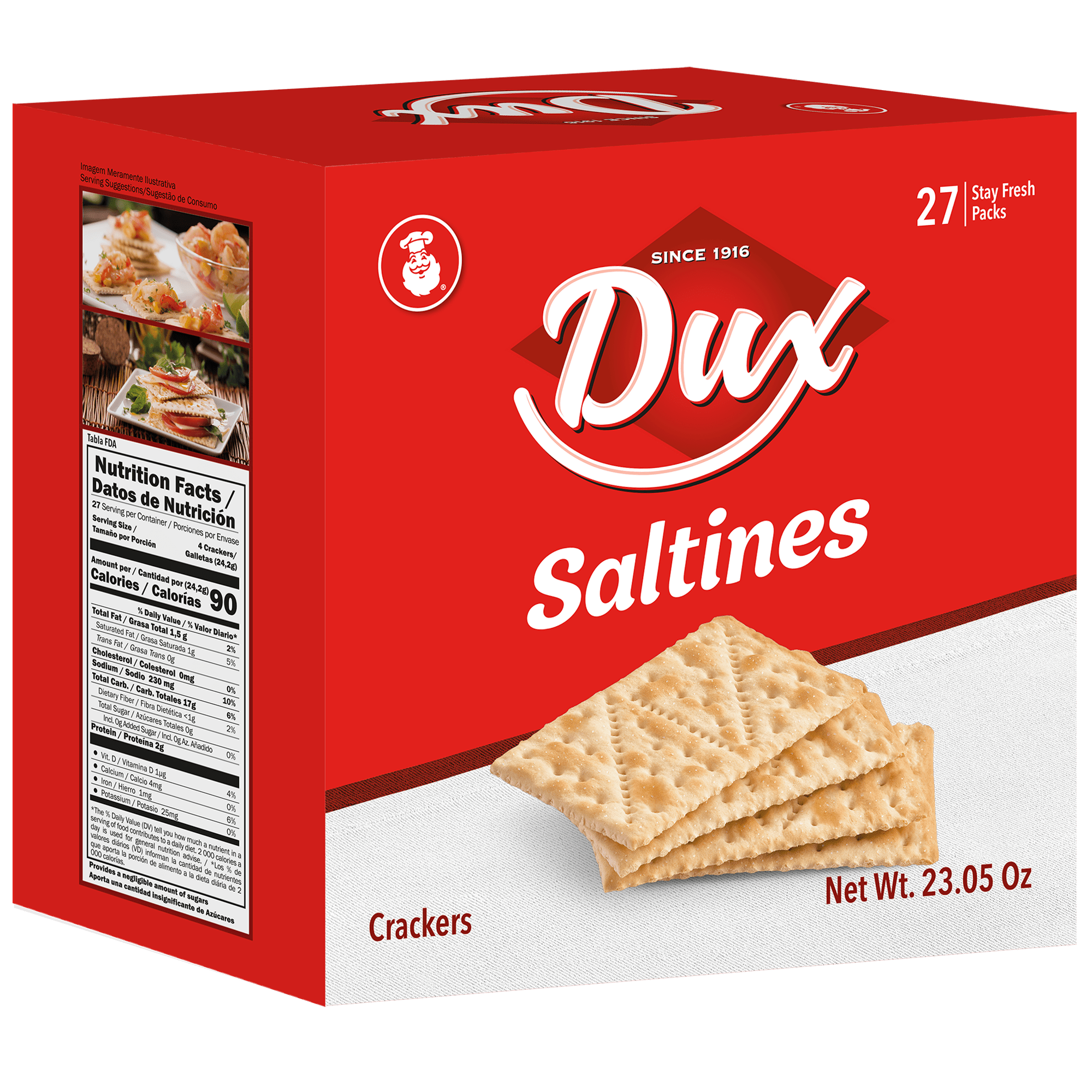 1022399 DUX SALTINES CRACKERS BOX 12 23.05 OZ Side Image Left side Image