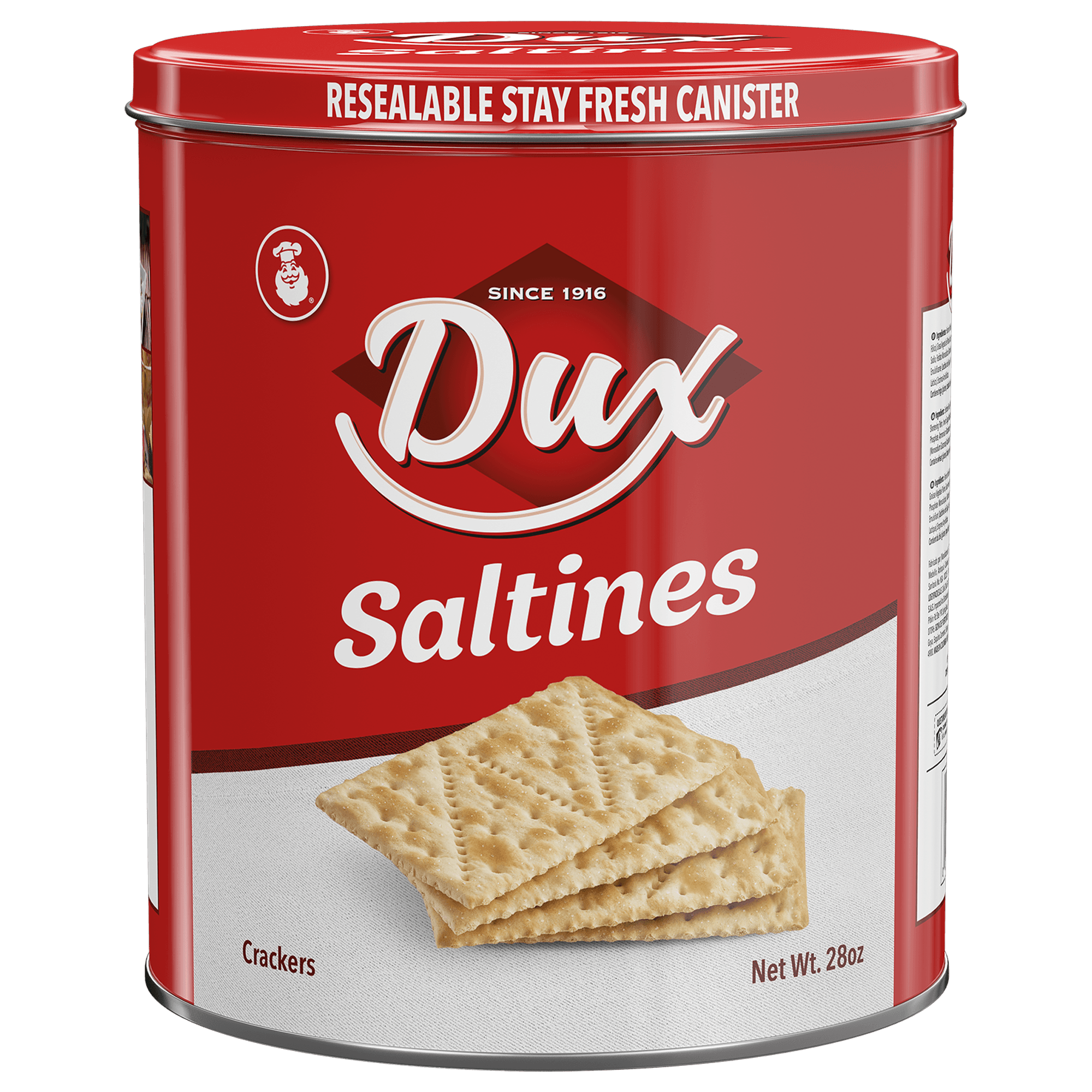 1022524 DUX SALTINES CRACKERS TIN 12 28 OZ