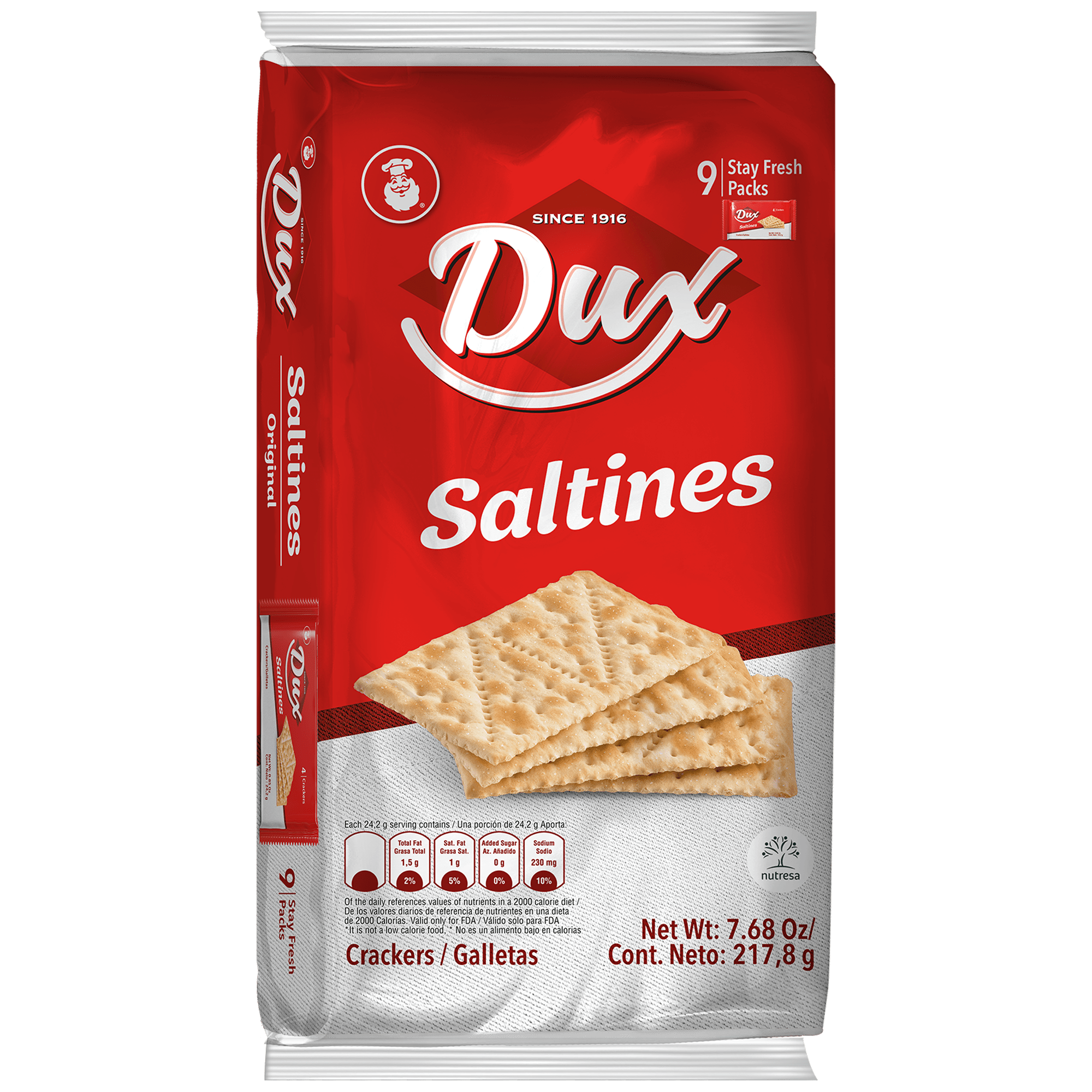 1056636 DUX SALTINES CRACKERS BAG 18 7.68 OZ 1