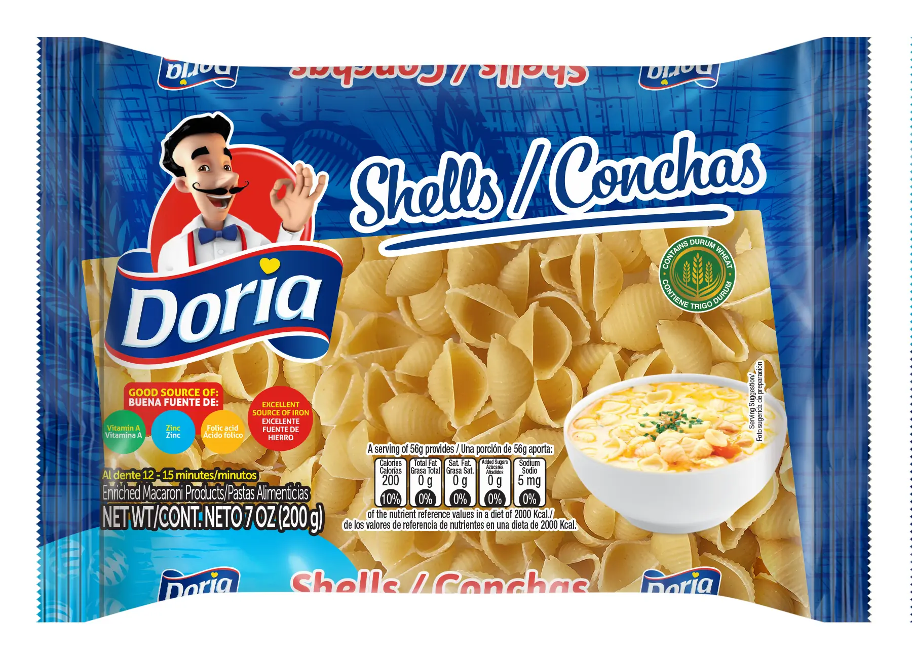 1077559 DORIA SHELLS PACK 20 7 OZ FRONT