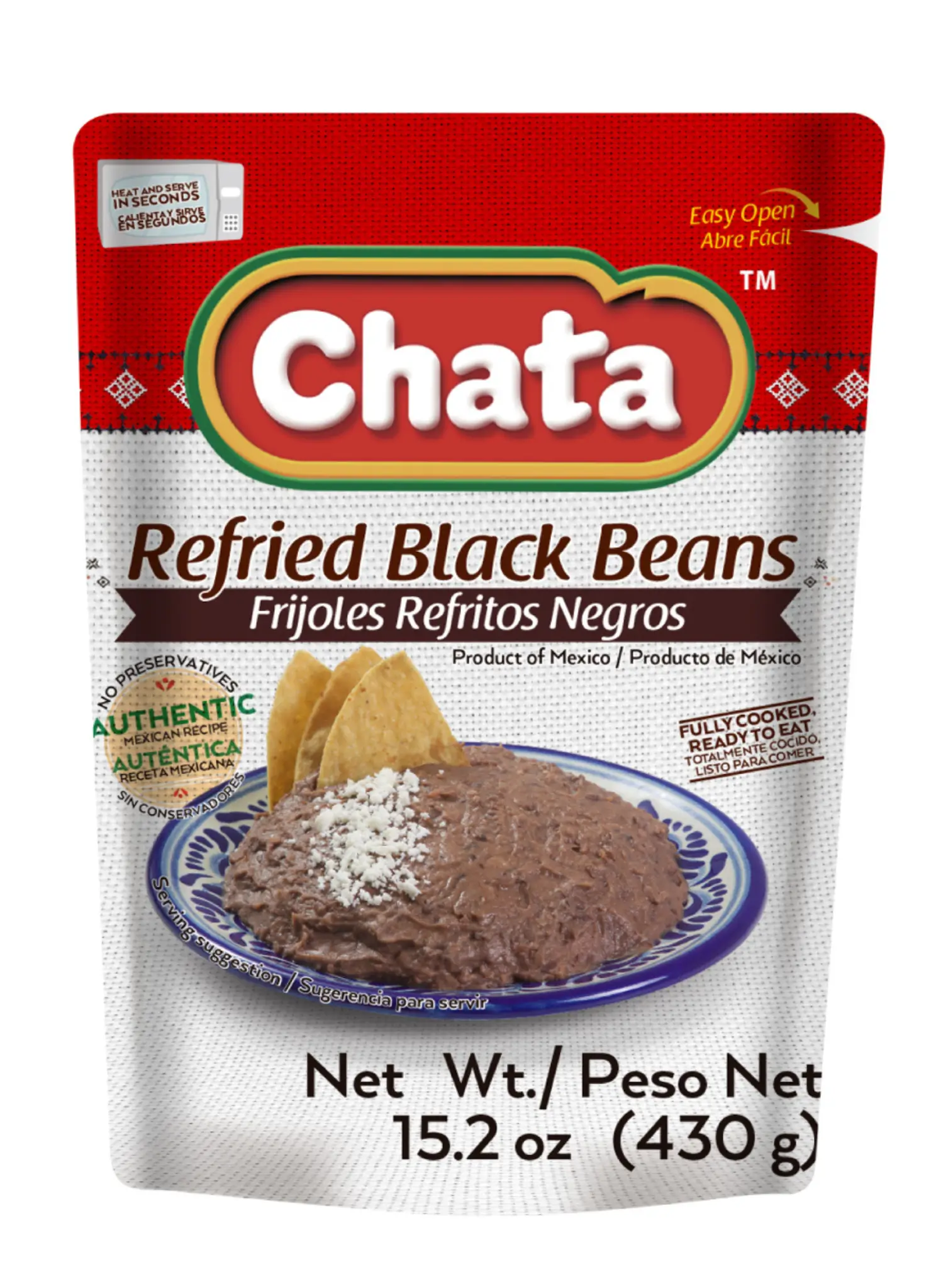 refried black beans package product