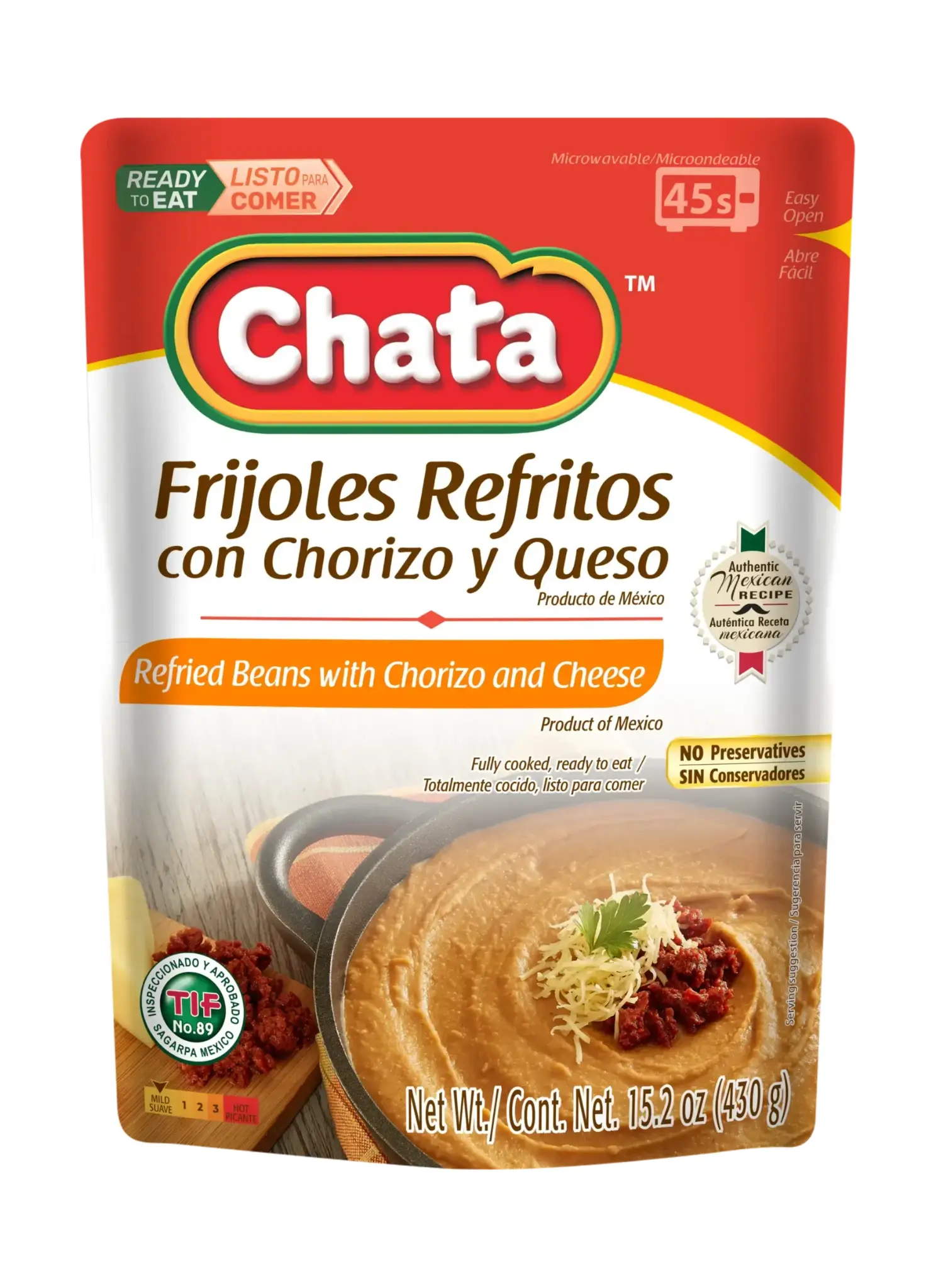 frijoles refritos con chilorio y queso package product
