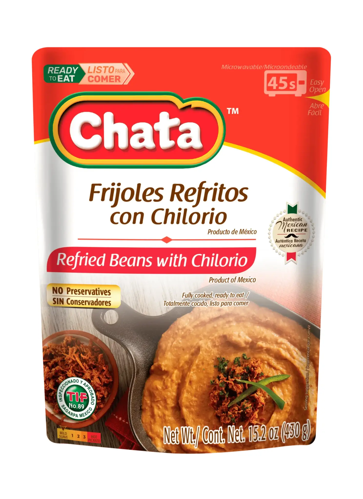 frijoles refritos con chilorio package product