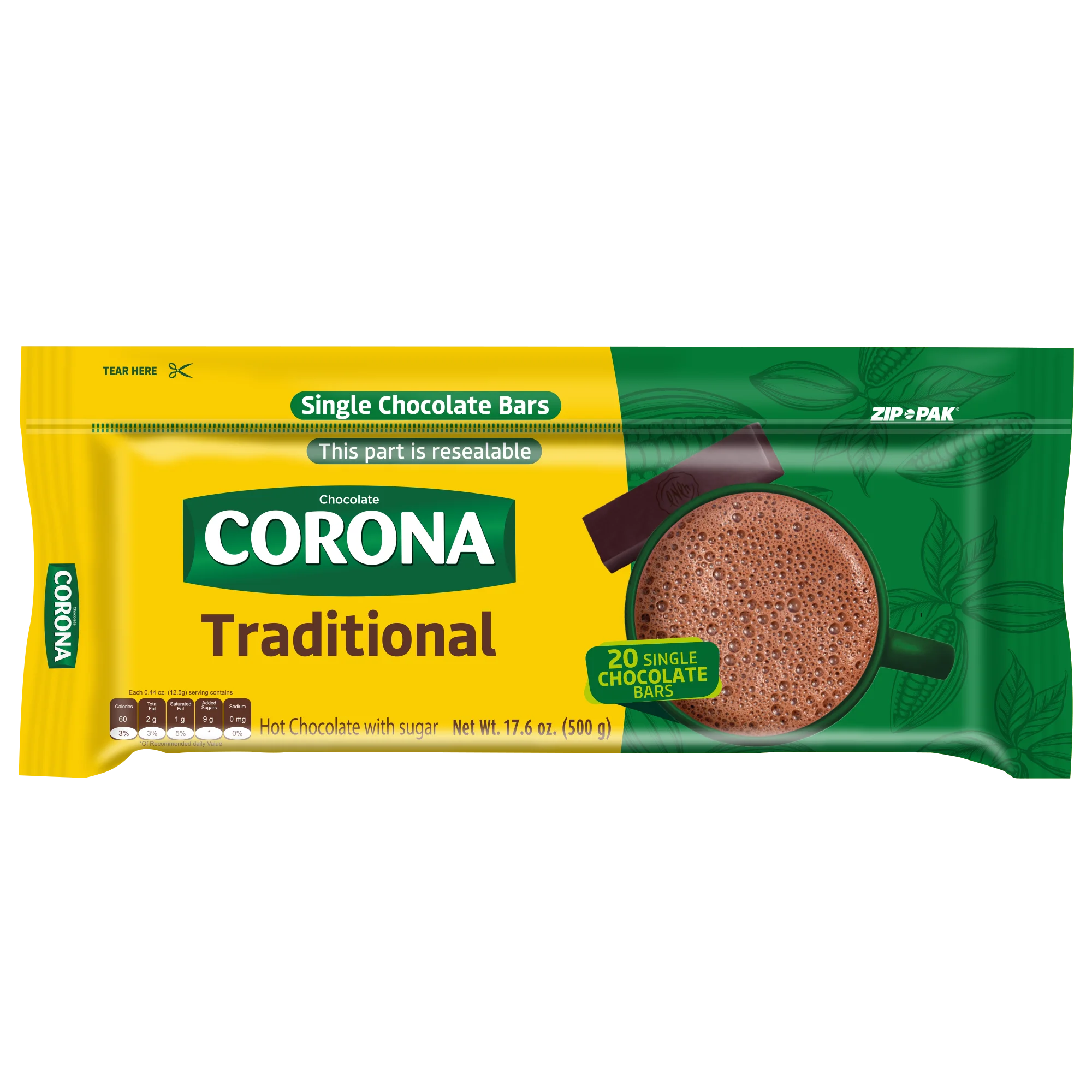 1032209 1059657 CORONA TRAD CHOC RESEAL BAR 20 17 6OZ FRONT