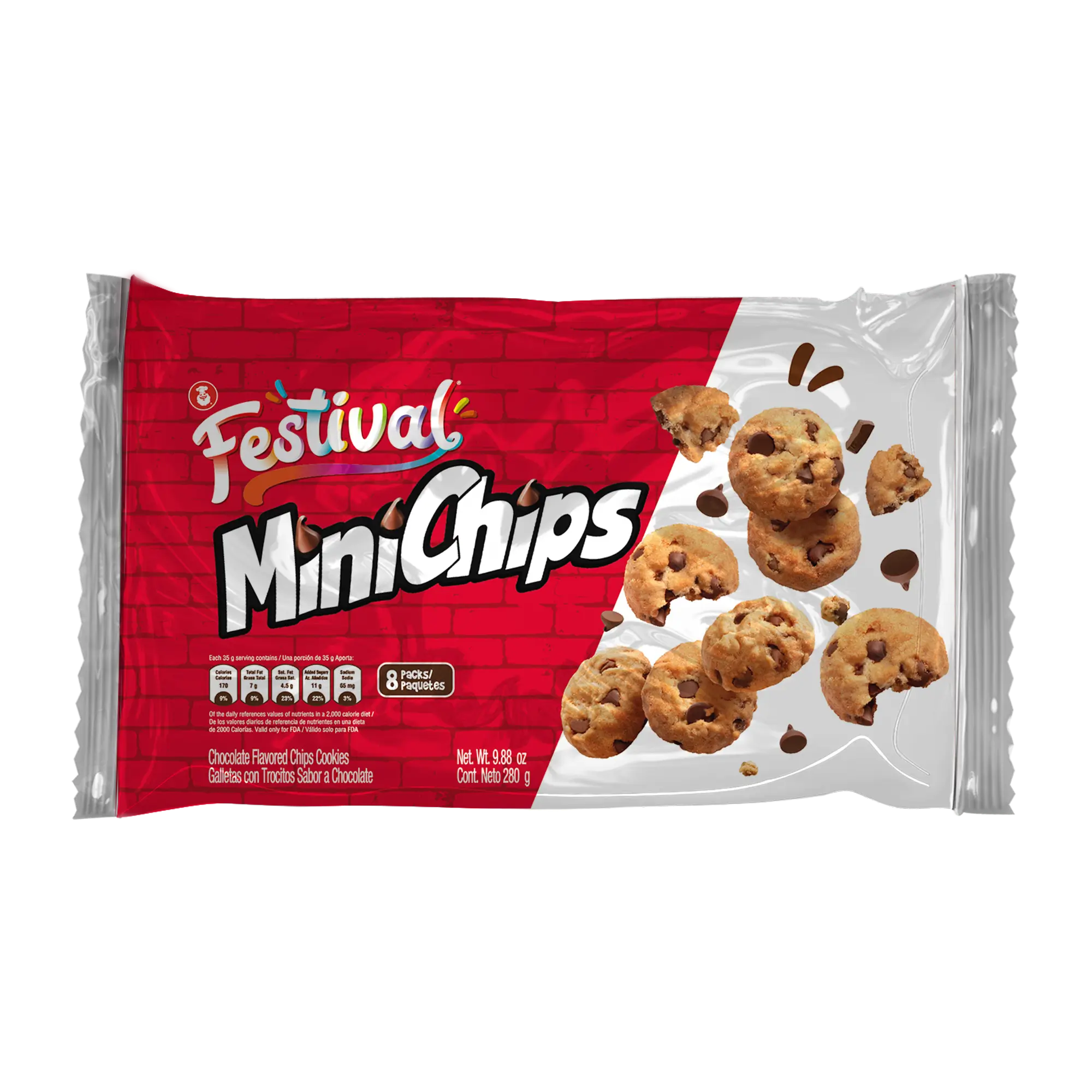 1074276 FESTIVAL COOKIE MINICHIPS BAG 12 9 88OZ FRONT