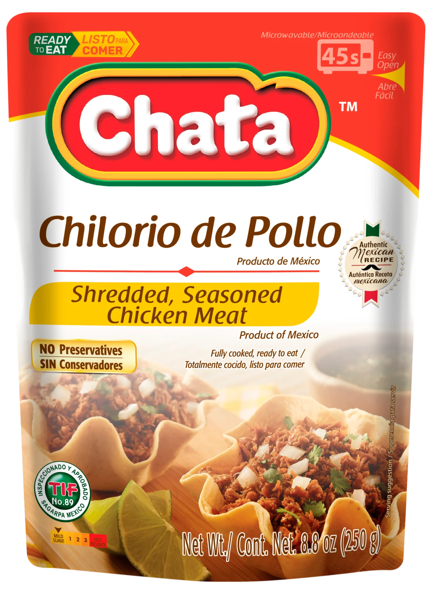 2012078 CHATA CHILORIO CHICKEN PCH 12 8 8OZ FRONT