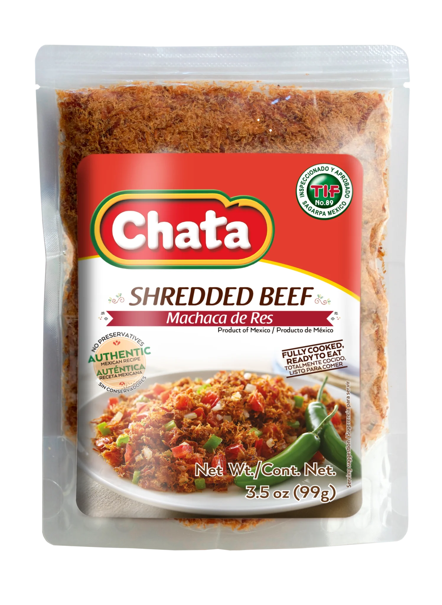 2012080 Chata Shredded Beef (Machaca) Pouch 3 5 Oz