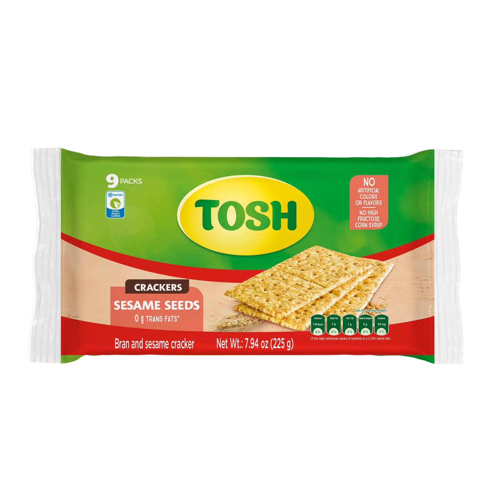 1062258 TOSH CRACKERS SESAME BAG 12 12 0 88OZ FRONT