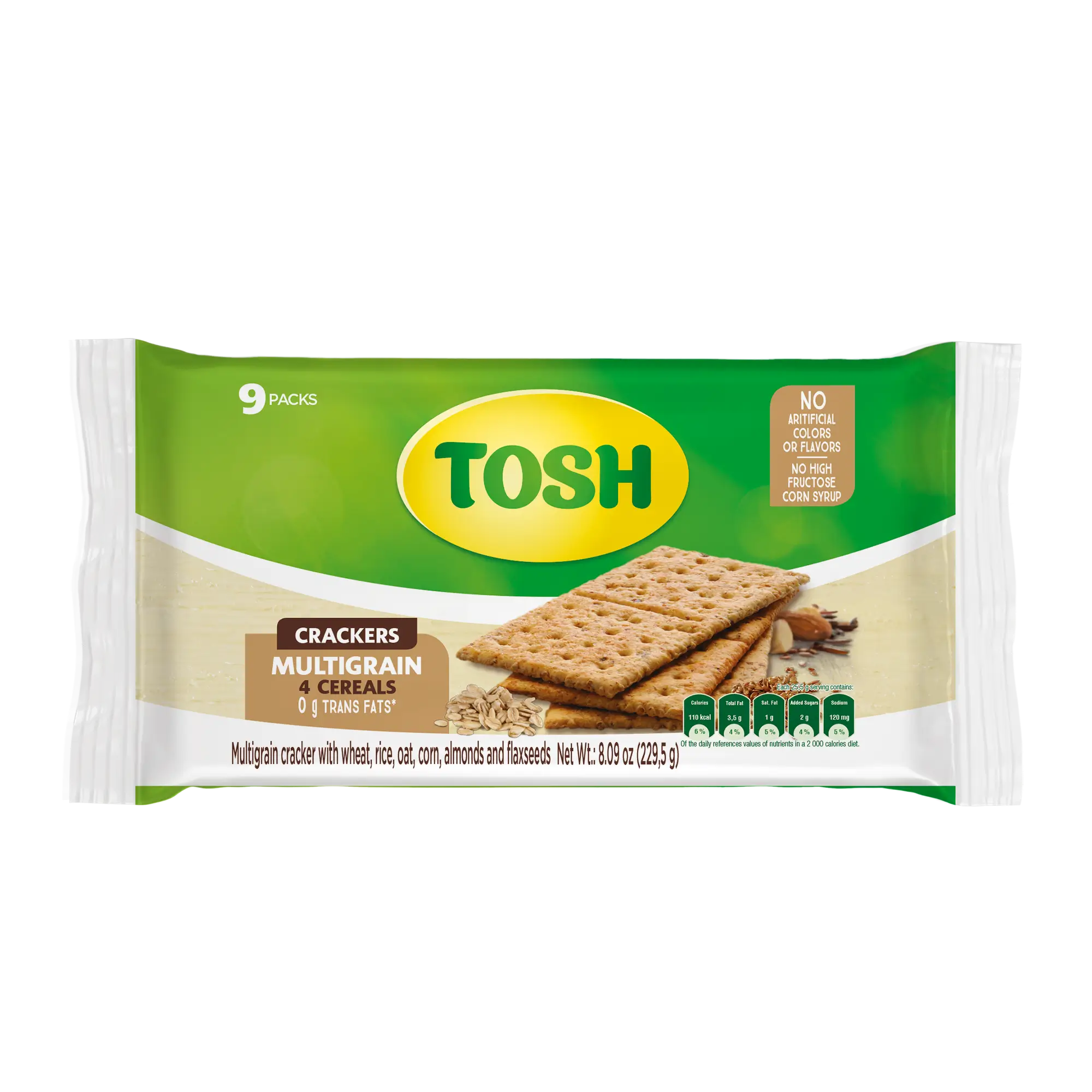 1065013 TOSH CRACKERS MULTIGRA BAG 12 9 0 9OZ FRONT