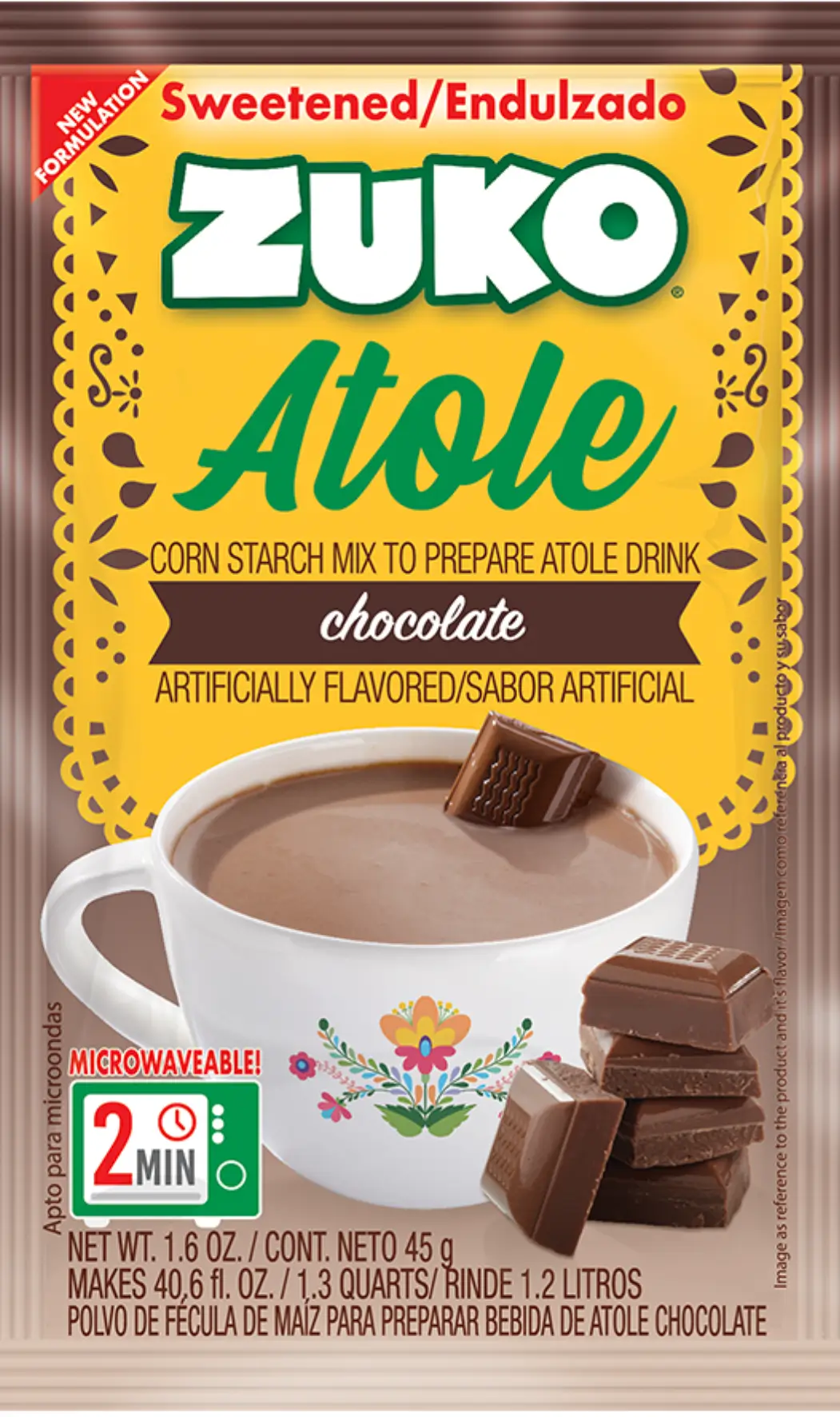 1071869 ZUKO ATOLE CHOCO IND PK 48 1 6OZ HERO