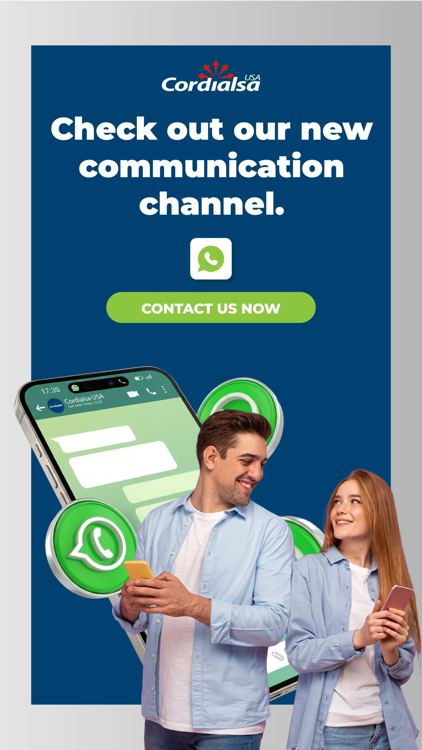 New Communication channel via Whatsapp for Cordialsa USA