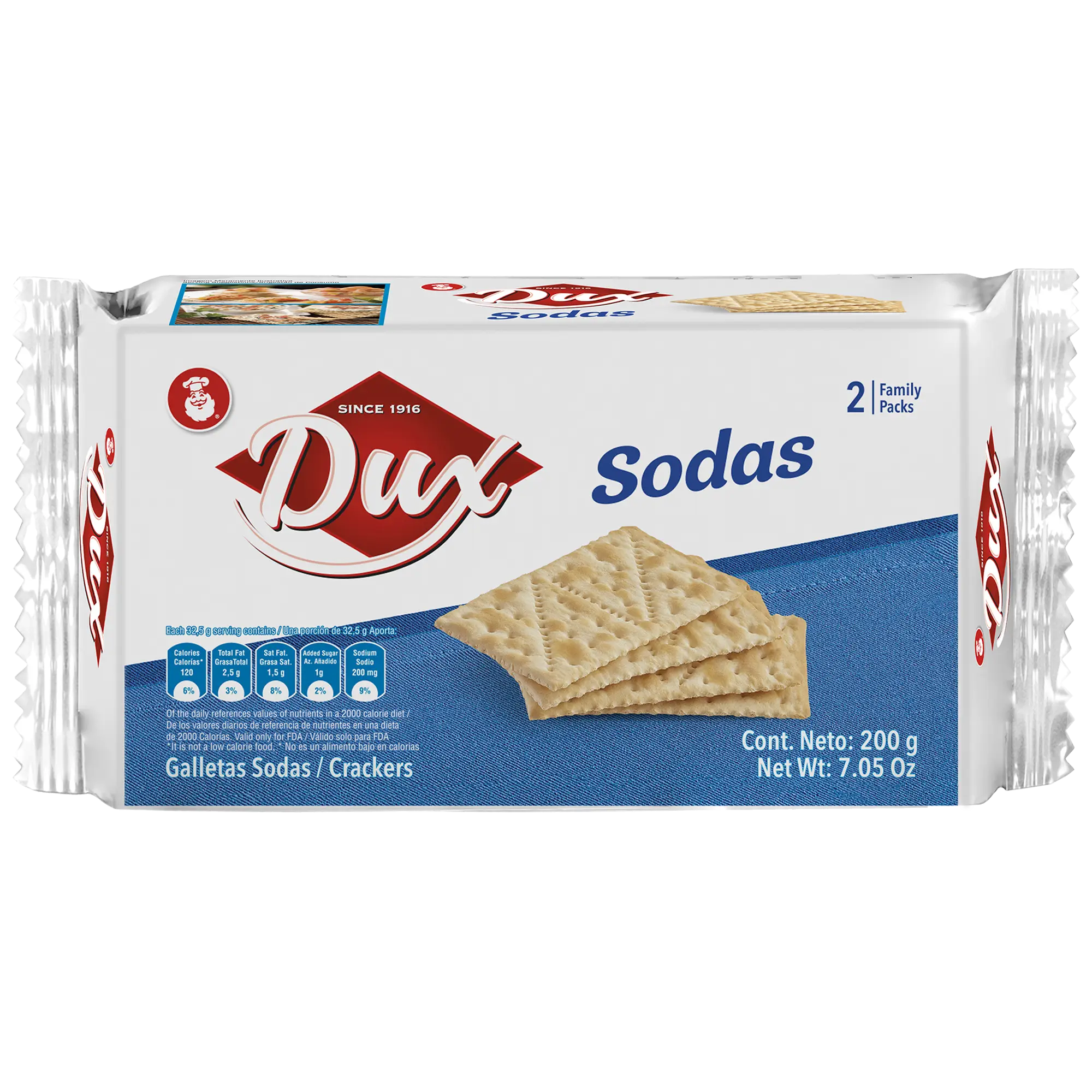 1036417 DUX CRACKERS SODAS PK 12 7 05OZ FRONT