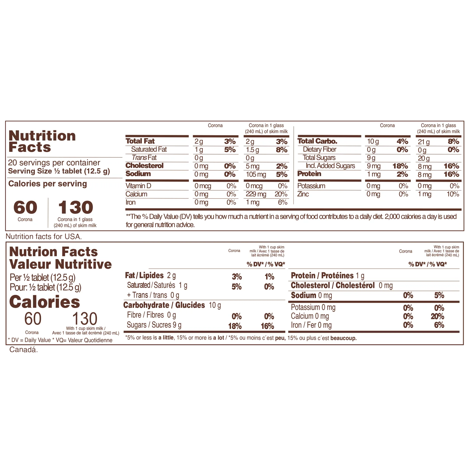 1004520 Corona Sweet Chocolate Bar 8 82 Oz NL
