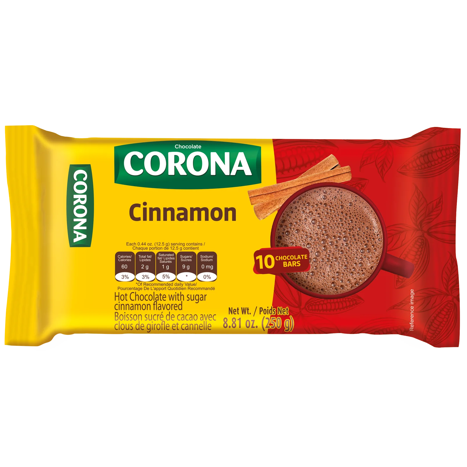 1013486 Corona Hot Chocolate Cloves Cinnamon Bar 8 82 Oz FRONT