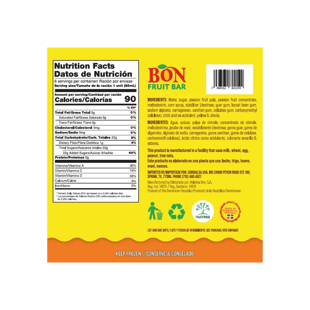 1049893 BON FRUITBAR PASSIONFRUIT DISP 6 6 3FLOZ BACK LABEL