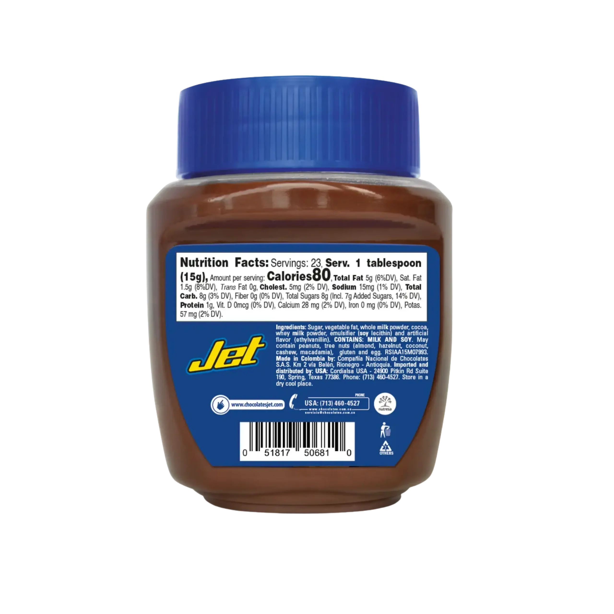 1052106 Jet Chocolate Spread 12 3 Oz BACK UPDATE