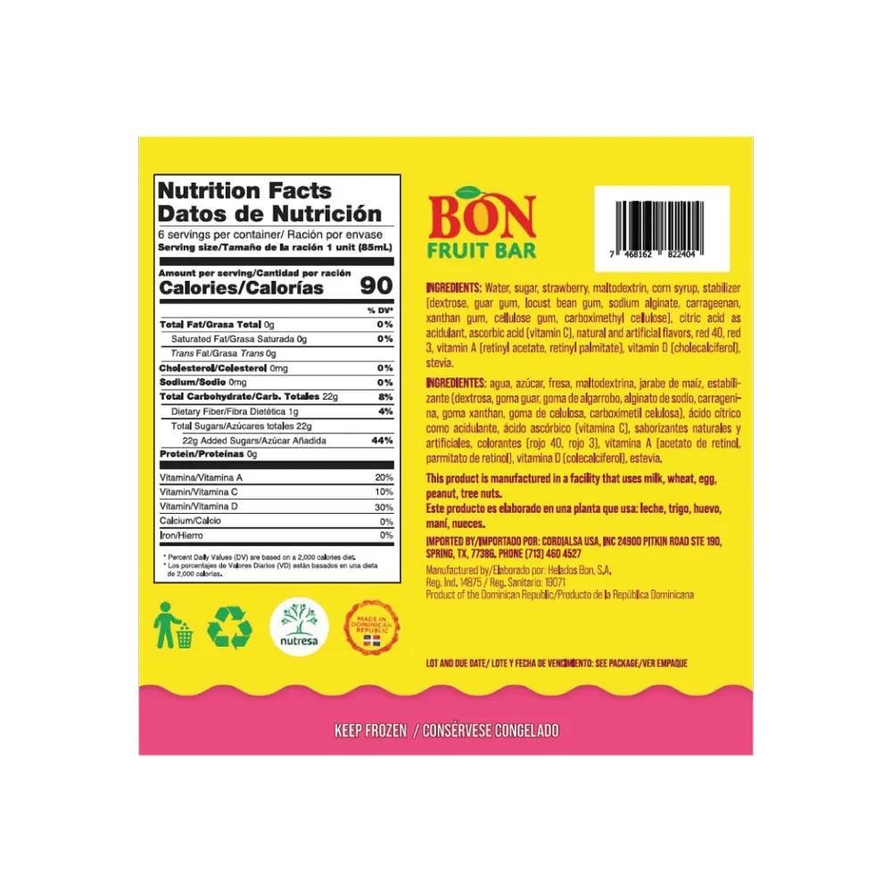 1052587 BON FRUIT BAR STRAWB DISP 6 6 3FLOZ BACK