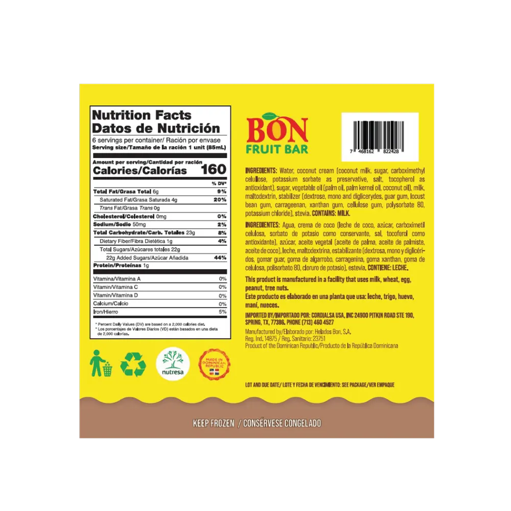 1052588 BON FRUIT BAR COCONUT DISP 6 6 3FLOZ BACK LABEL