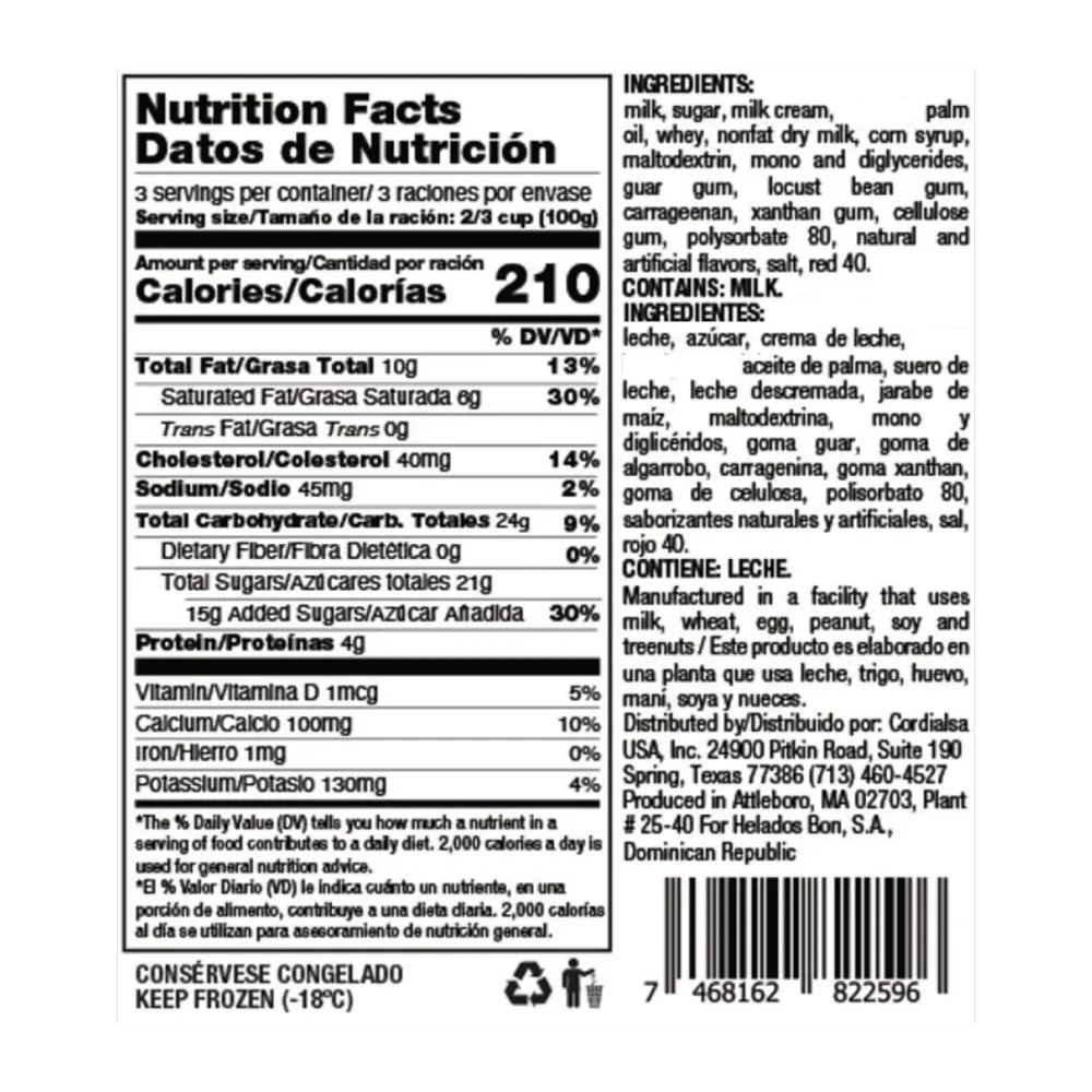 1055042 BON FROZEN DESSERT STRAWB 6 16OZ NT