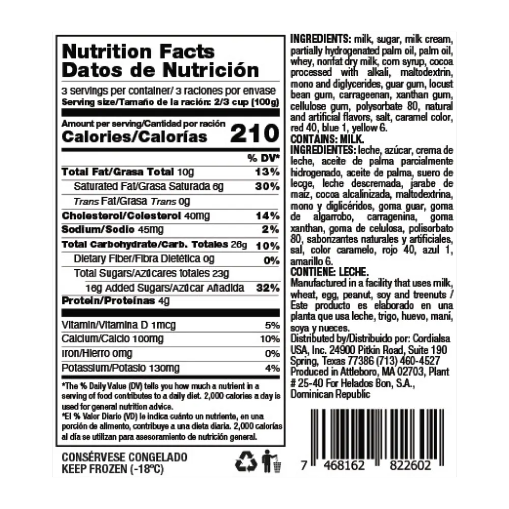 1055045 BON FROZEN DESSERT CHOCO 6 16OZ NL