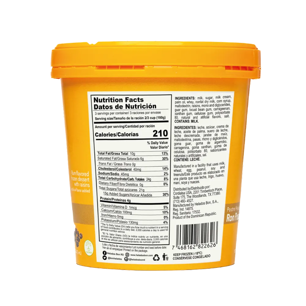 1055046 BON FROZEN DESSERT RUM RAISINS 6 16OZ BACK