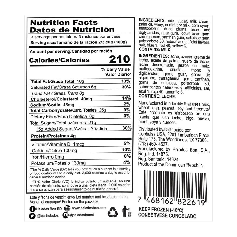 1055047 BON FROZEN DESSERT PLUM 6 16OZ NL