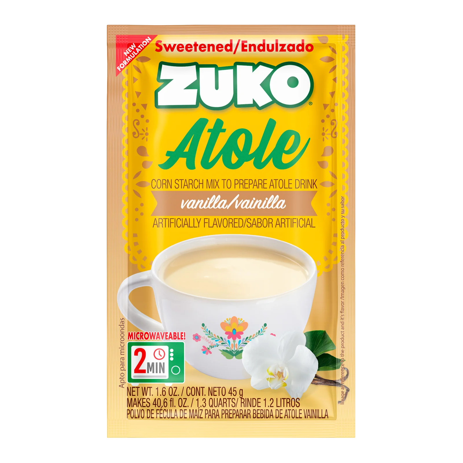 1071870 Zuko Atole Vanilla Ind Pack 1 6 Oz FRONT