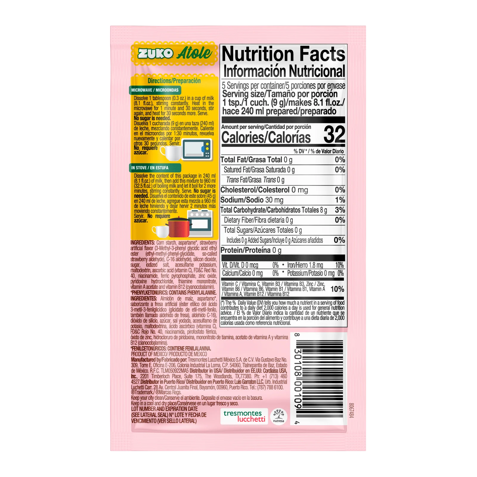 1071871 Zuko Atole Strawberry Ind Pack 1 6 Oz BACK