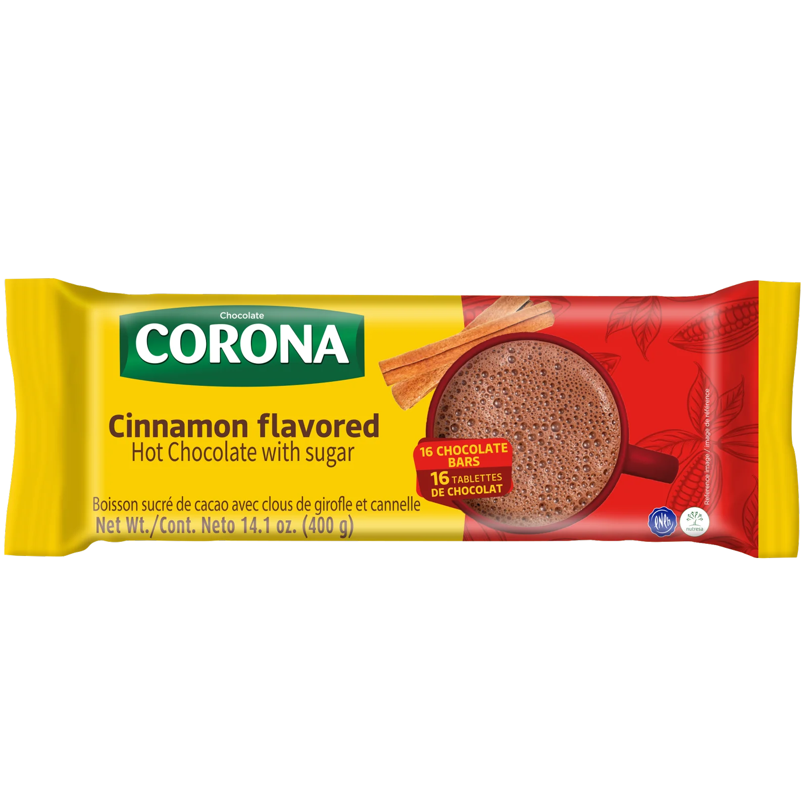 1079958 Corona Hot Chocolate Cloves Cinnamon Bar 14 1 Oz FRONT
