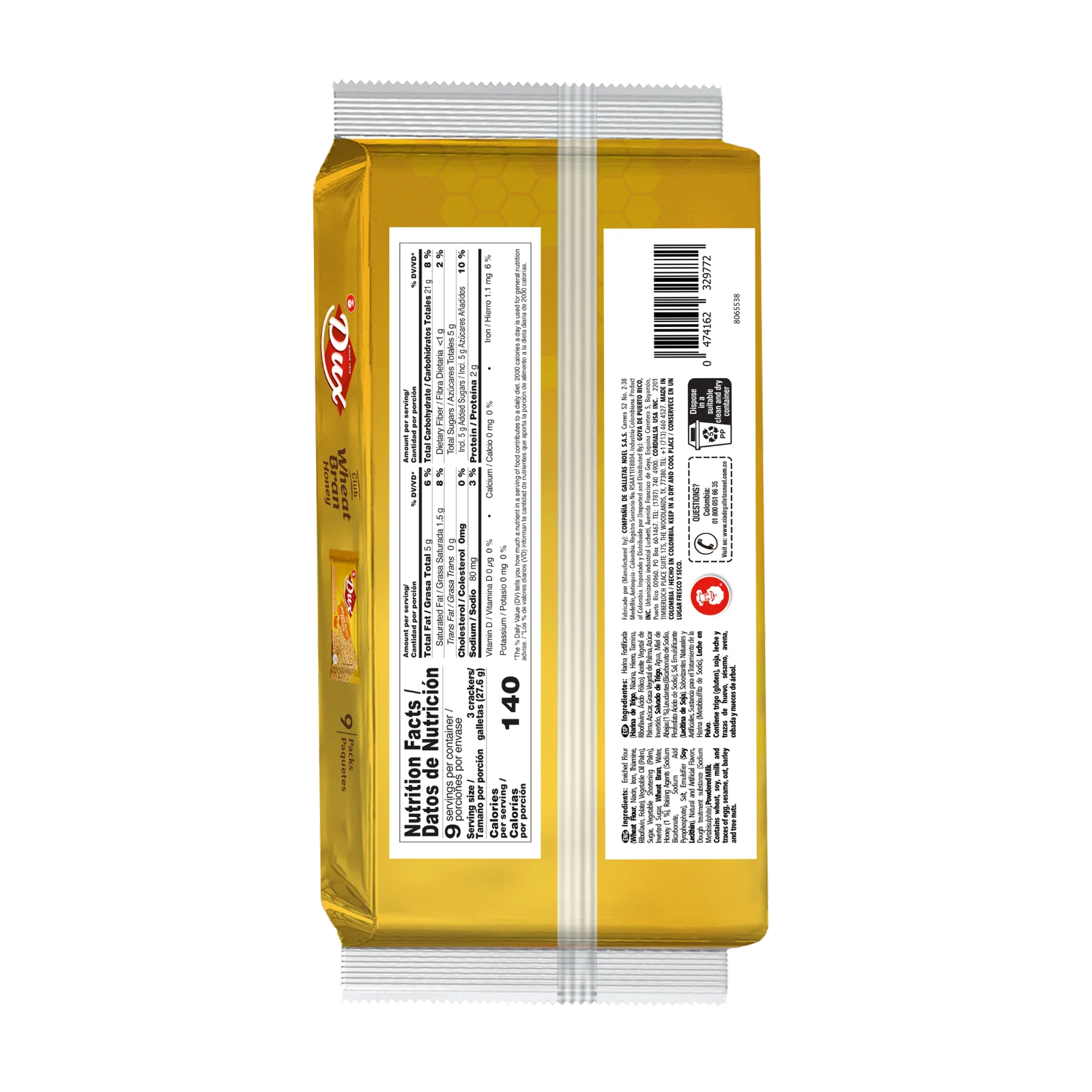 1082316 Dux Wheat Bran Honey Cracke Bag 24 8 8 Oz Back