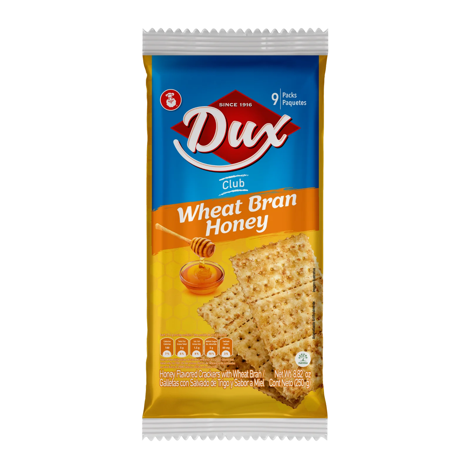1082316 Dux Wheat Bran Honey Cracke Bag 24 8 8 Oz Front