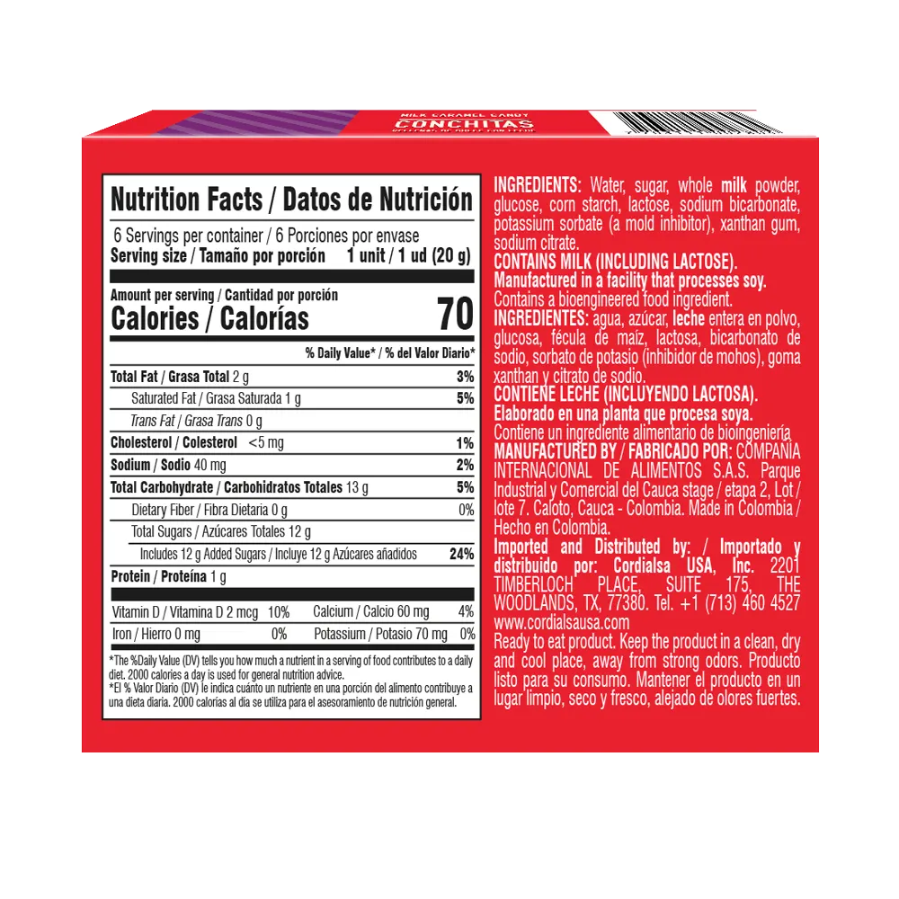 1091687 Copelia Conchitas Milk Car 4 23 Oz BACK