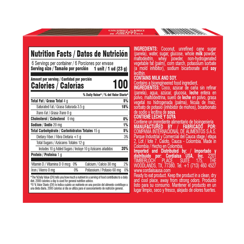 1091688 Copelia Cocadas Coconut Candy 4 86 Oz BACK