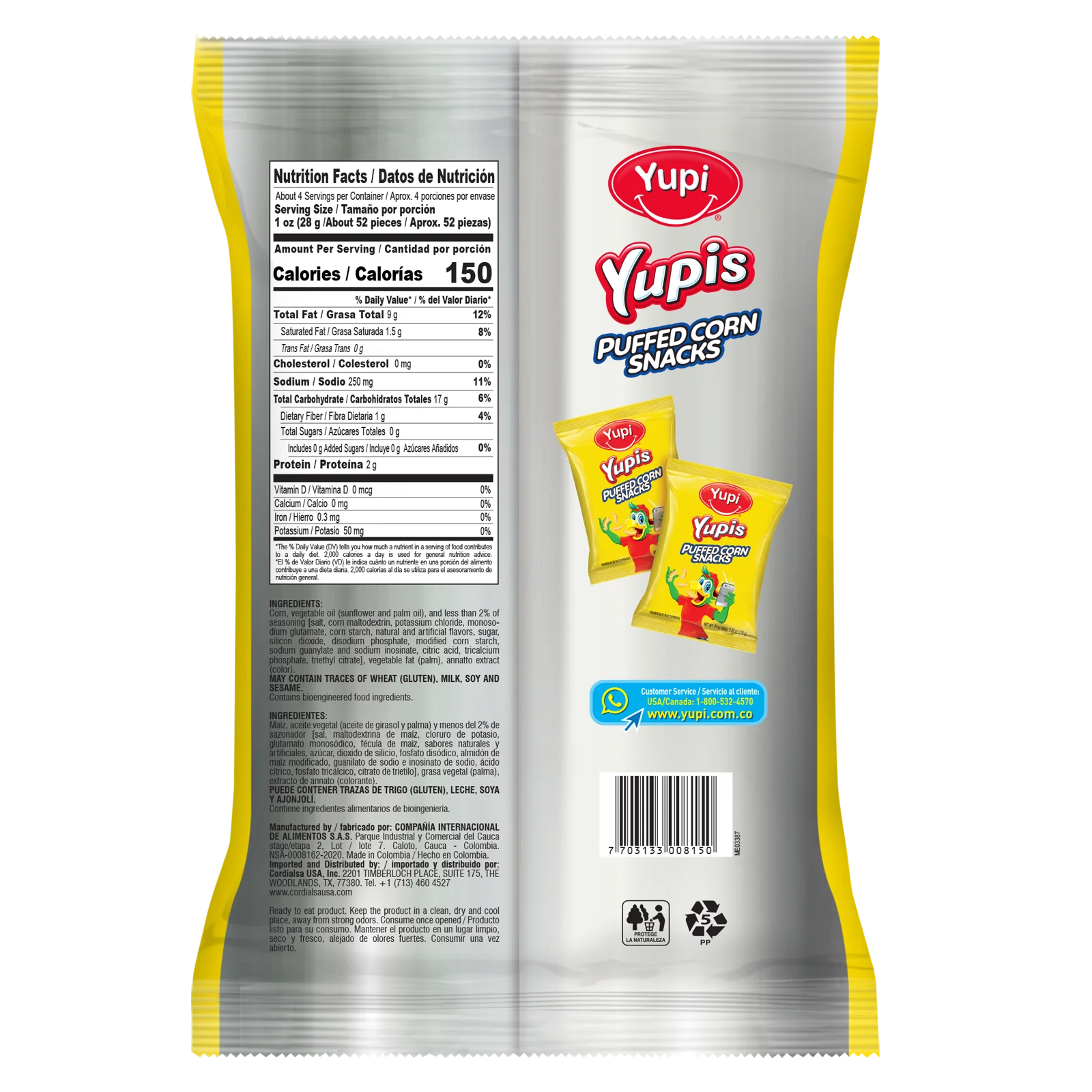 1093955 Yupi Puffed Corn 3 88 Oz BACK