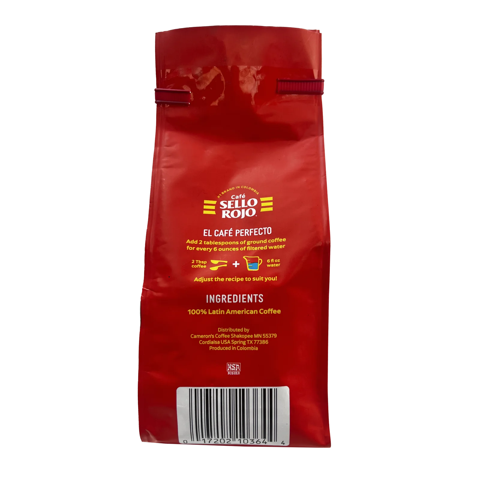 Sello Rojo Ground Coffee Intenso 10 Oz BACK