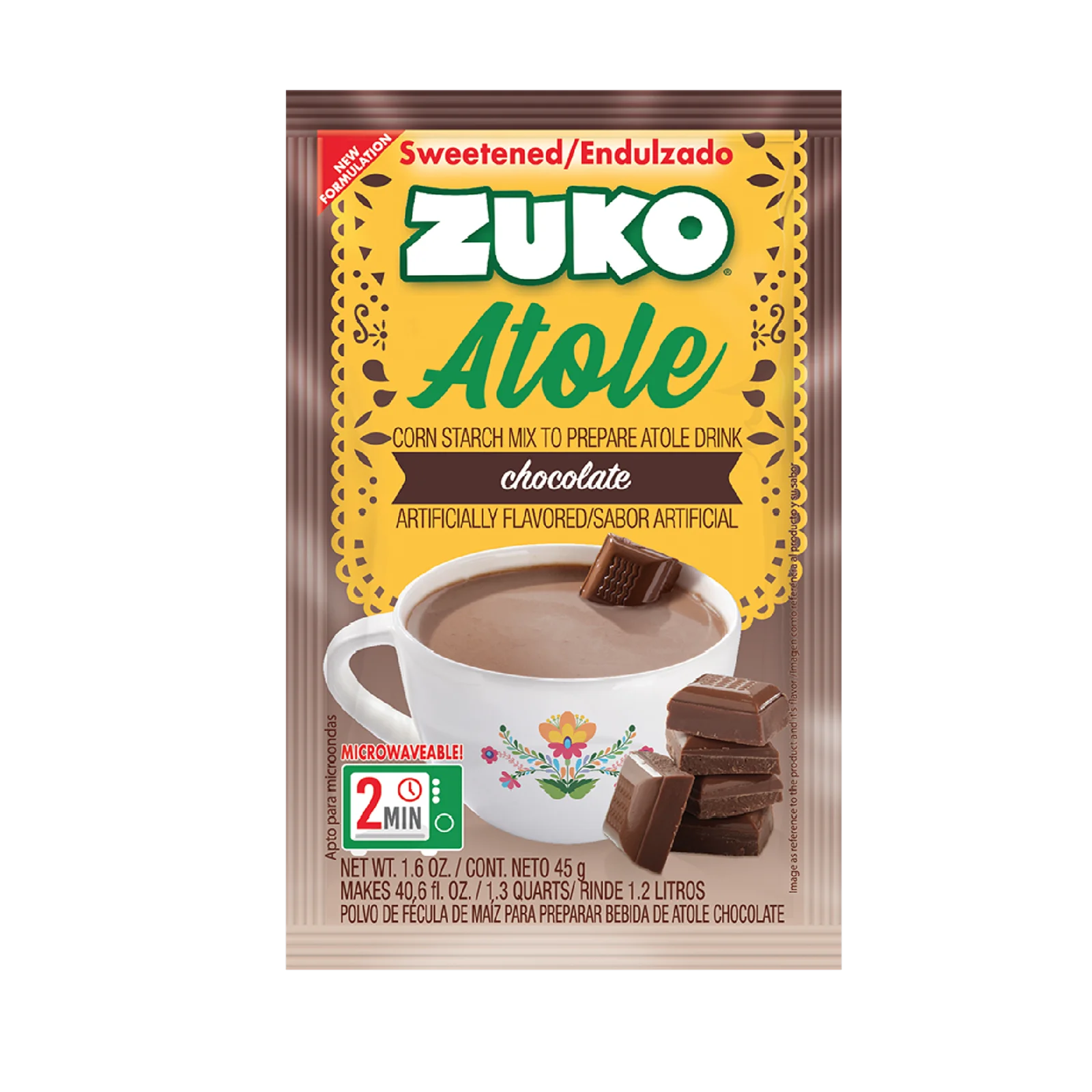 Zuko Atole Chocolate Ind Pack 1 6 Oz FRONT