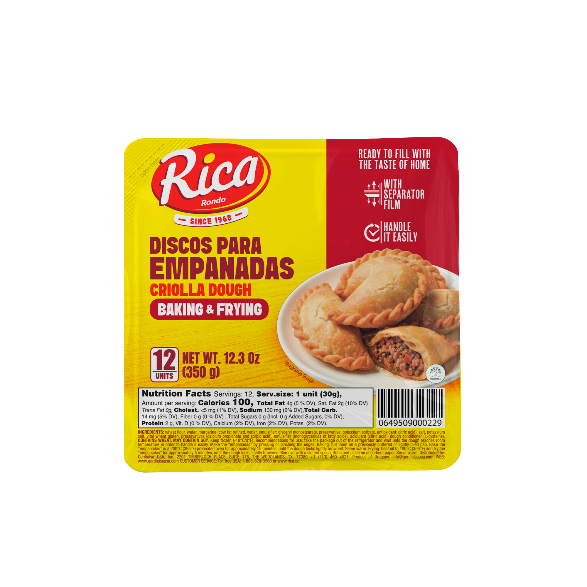 1091904 RICA CRIOLLA EMPAN DOUGH B&F 16 12 3 OZ FRONT