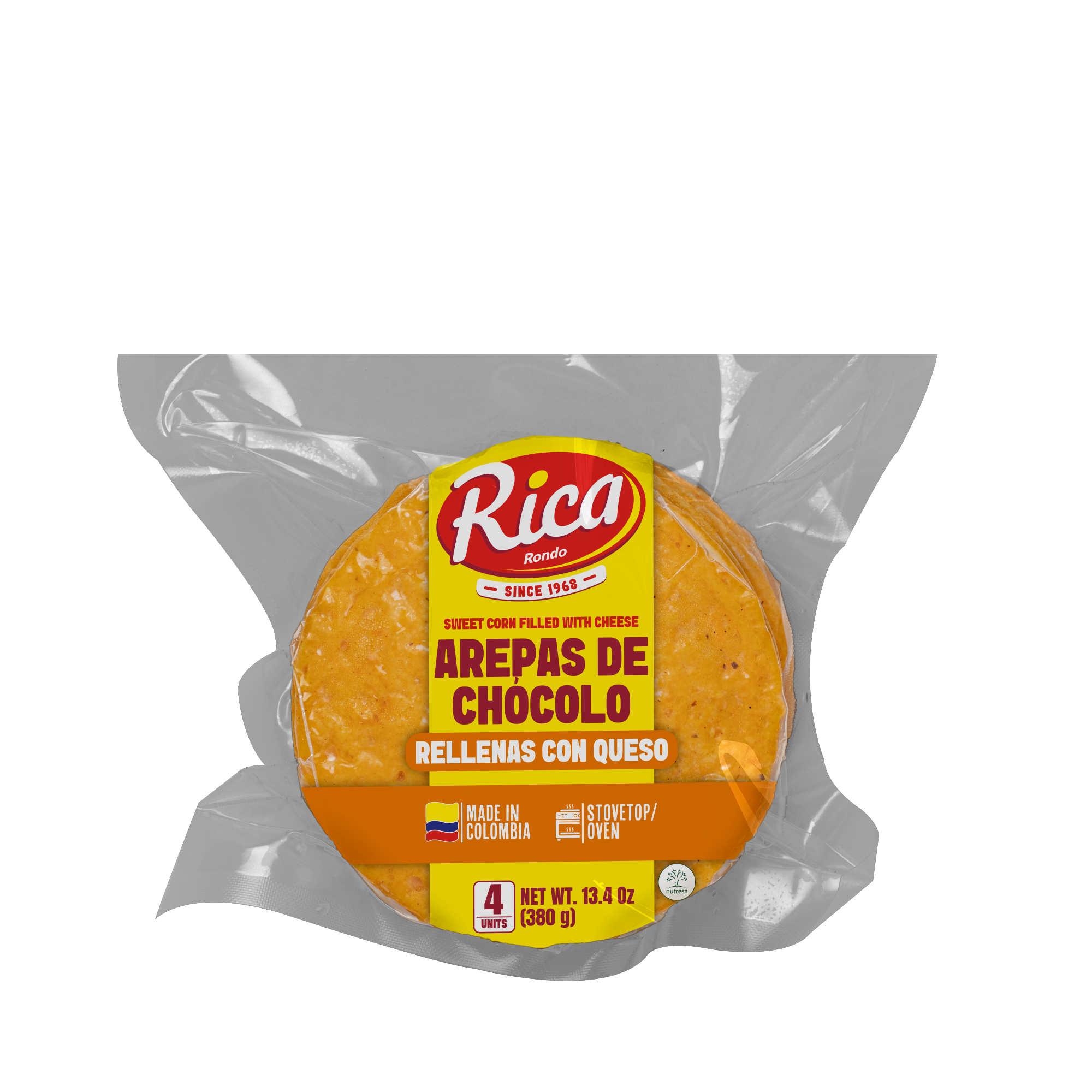 1093225 RICA SWEET CORN AREPA WITH CHEESE 12 13 4 OZ FRONT