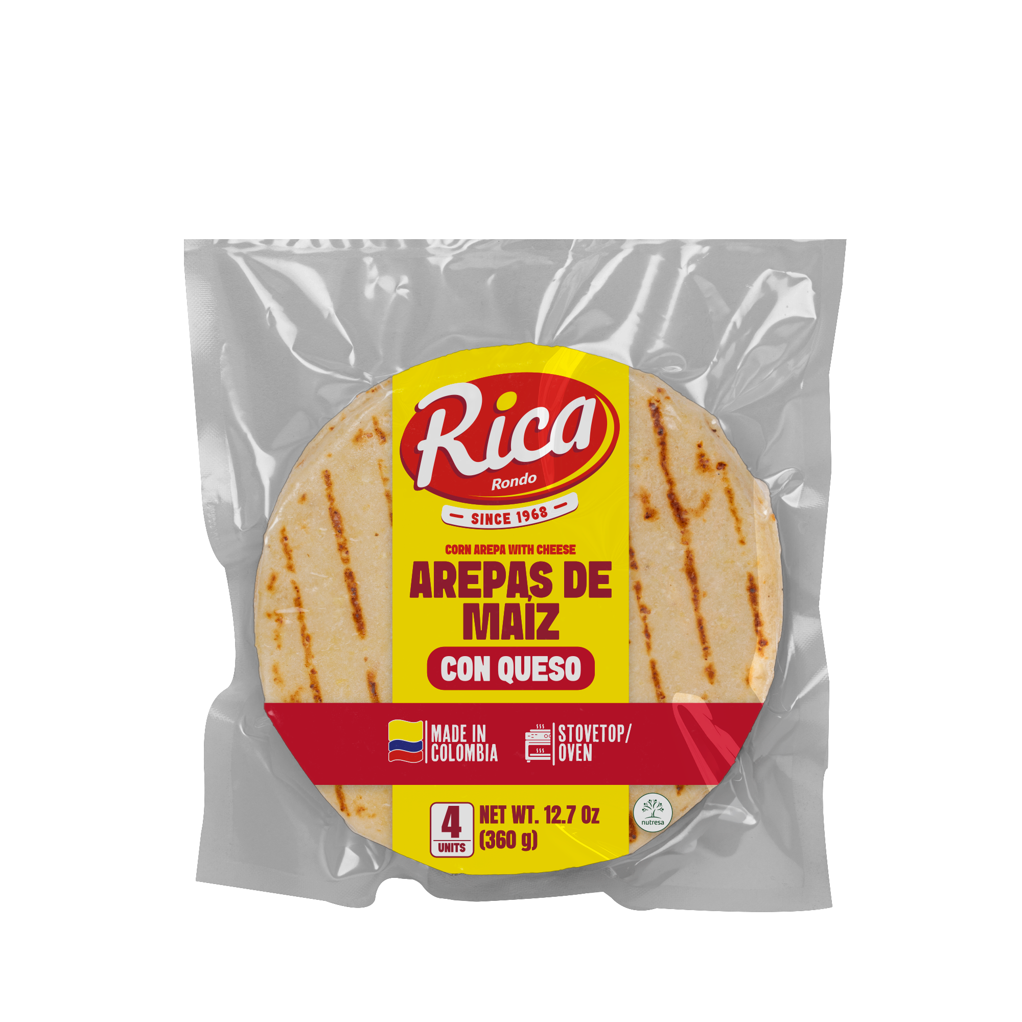 1093230 AREPA CORN WITH CHEESE 12 12 7 OZ FRONT