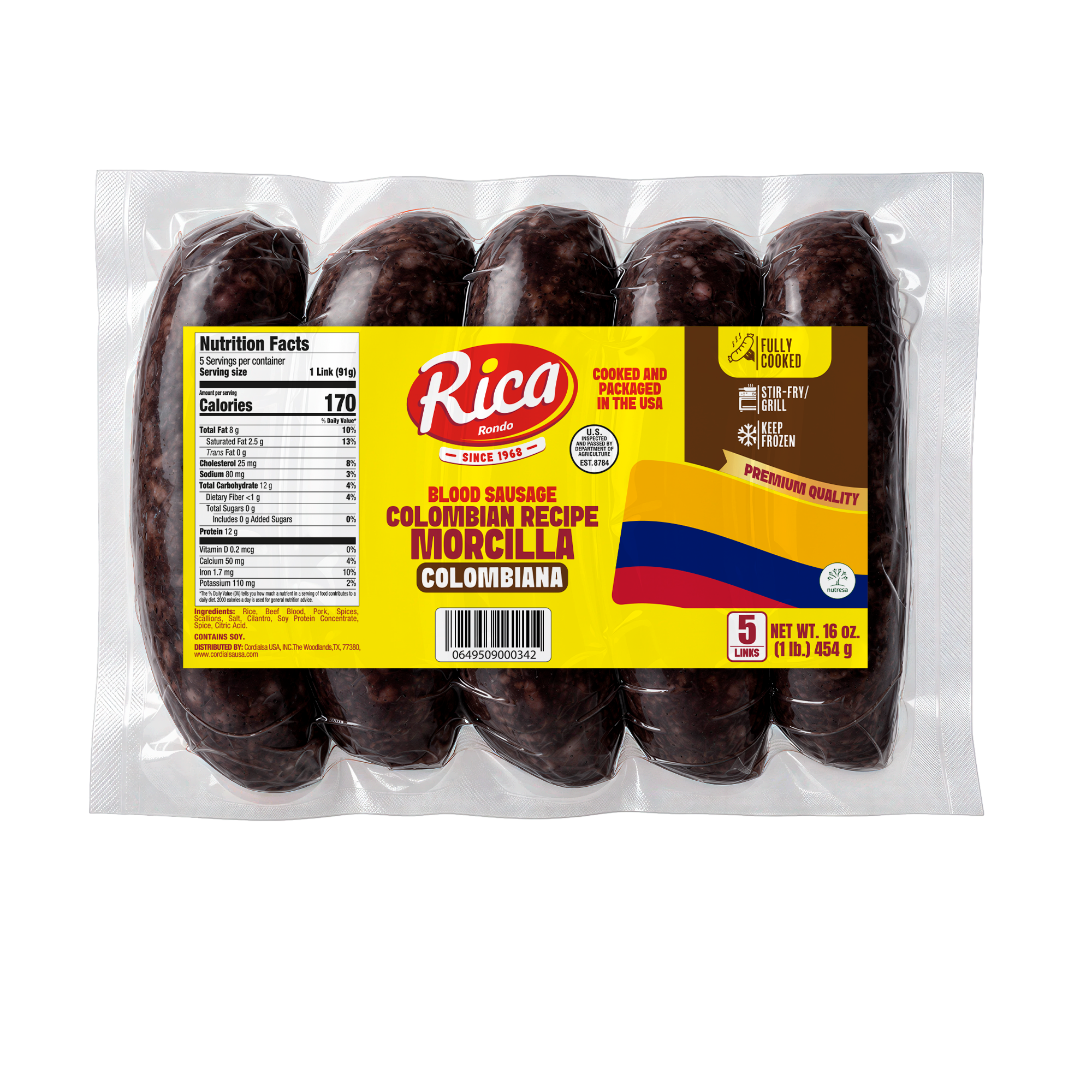 1093400 RICA SAUSAGE MORCILLA 20 16 OZ FRONT